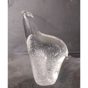 Art Glass Polar Bear Paperweight Sweden Clear Controlled Small Bubbles